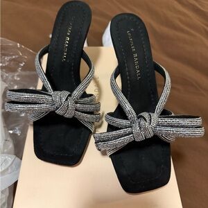 Loeffler Randall Black and Silver Knotted Heels